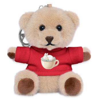 Sleeping rabbit in a cup - Teddy Keyring - red - Front