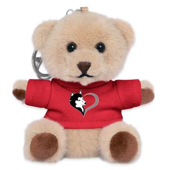Herz Husky Silhouette - Teddy Schlüsselanhänger - Rot - Vorne