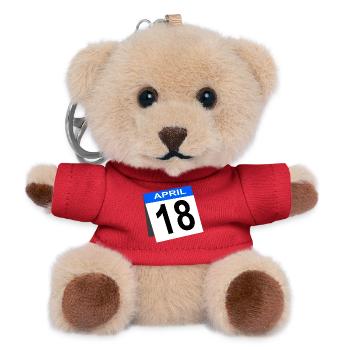 18th Birthday April Calendar - Teddy Keyring - red - Front
