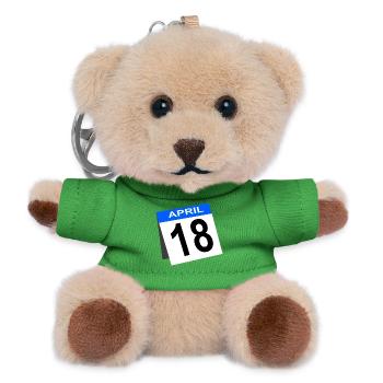 Calendrier du 18e anniversaire d’avril - Porte-clés ourson - vert - Devant