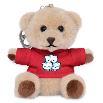 Three Kawaii Cats - Baby - Cat - Teddy Keyring - red - Front