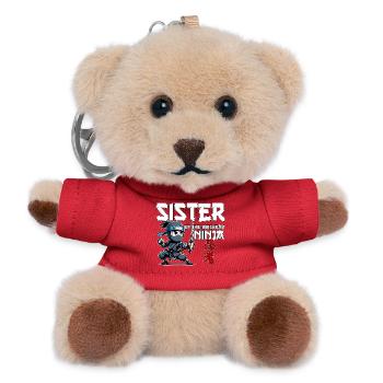 Schwester des Geburtstags Ninja Geburtstag Lustig - Teddy Schlüsselanhänger - Rot - Vorne