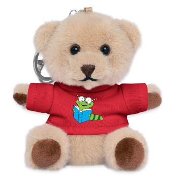 Bookworm Nerd Reading Books Earthworm - Teddy Keyring - red - Front