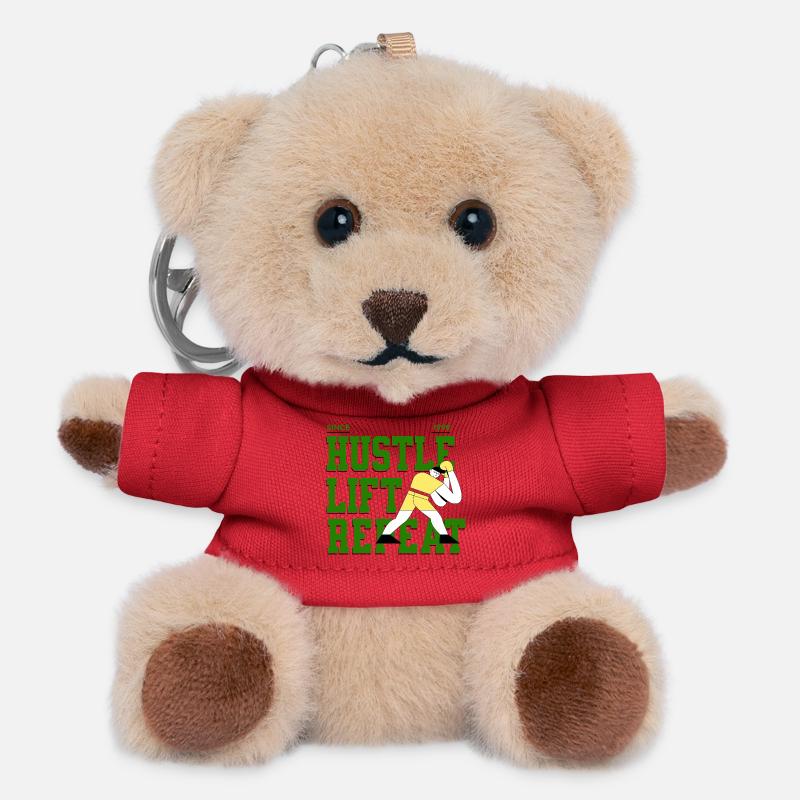 Hustle Lift Repeat – Gym Lifestyle - Teddy Keyring - red