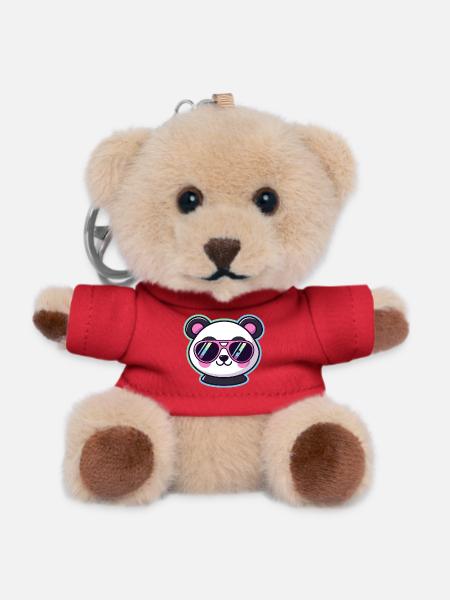 Panda Pop Retro-Pinkbrille - Teddy Schlüsselanhänger - Rot