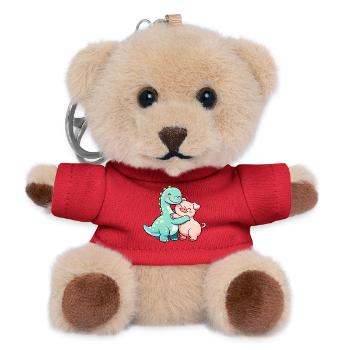 Cute Brontosaurus & Pig - Teddy Keyring - red - Front