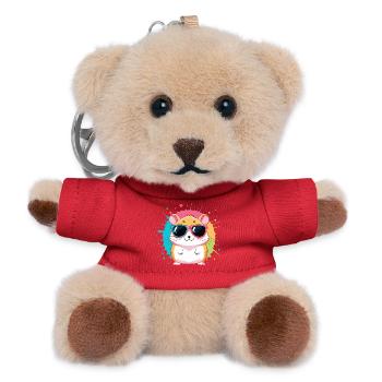 Bunter Sonnenhamster mit auffälligen Brillen - Teddy Schlüsselanhänger - Rot - Vorne