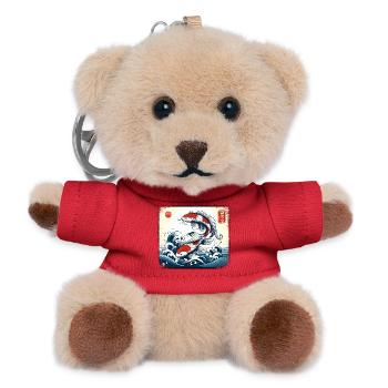 Koi Carp Cresting Waves Japanese Art Japan Fan - Teddy Keyring - red - Front