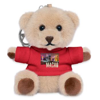 Macao in China Skyline Vintage Souvenir - Teddy Keyring - red - Front