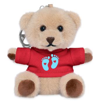 Heartfelt Footprint Baby Design - Teddy Keyring - red - Front