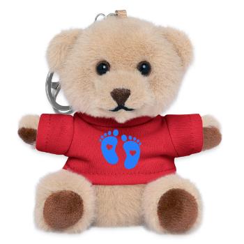 Herzliche Blau-Fußabdrücke - Teddy Schlüsselanhänger - Rot - Vorne
