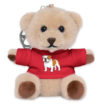 Cartoon Bulldog Print on Clothing - Teddy Keyring - red - Front