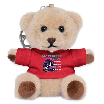 Gamer Gaming Cat Video Game - Teddy Keyring - red - Front
