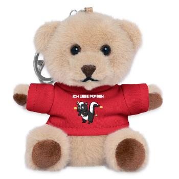 Ich Liebe Pupsen Stinktier Lustig Furzen Spruch - Teddy Schlüsselanhänger - Rot - Vorne