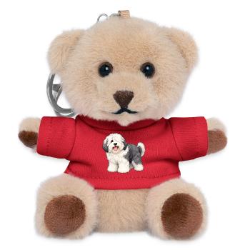 Old English Sheepdog Kawaii Style – Bobtail - Teddy Schlüsselanhänger - Rot - Vorne