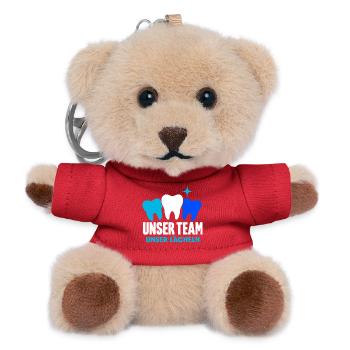 Unser Team unser Lächeln – Zahnarztpraxis - Teddy Schlüsselanhänger - Rot - Vorne
