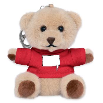 Eckige Sprechblase rechts in Weiß - Teddy Schlüsselanhänger - Rot - Vorne