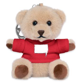 Eckige Sprechblase rechts in Weiß used look - Teddy Schlüsselanhänger - Rot - Vorne