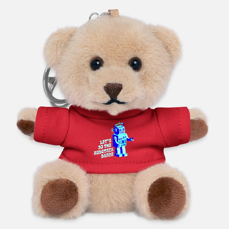 robotnik dance - old school robots - Teddy Keyring - red