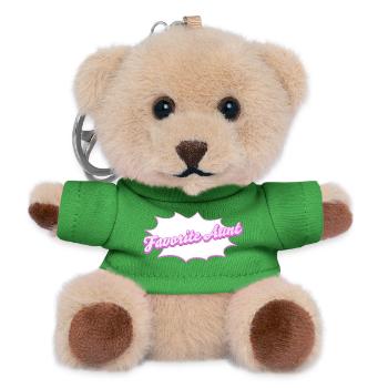 Schriftzug Favorite Aunt für die Lieblingstante - Teddy Schlüsselanhänger - Grün - Vorne