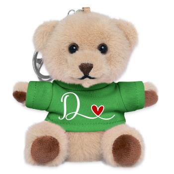 D Buchstabe mit Herz - Teddy Schlüsselanhänger - Grün - Vorne