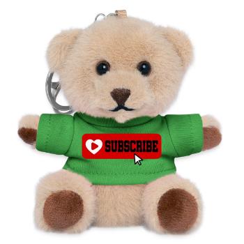 Fabelhaftes Symbol für die Schaltfläche "Abonnieren" des YouTube-Kanals - Teddy Schlüsselanhänger - Grün - Vorne