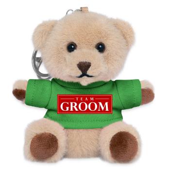 Team Groom Schriftzug Rot - Teddy Schlüsselanhänger - Grün - Vorne