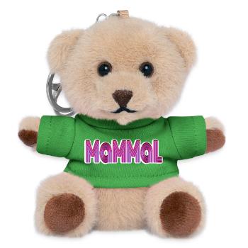 Mammal Neon Striped Typography - Teddy Keyring - green - Front