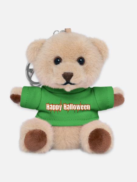 Fröhlicher Halloween-Schriftzug Grusel - Teddy Schlüsselanhänger - Grün