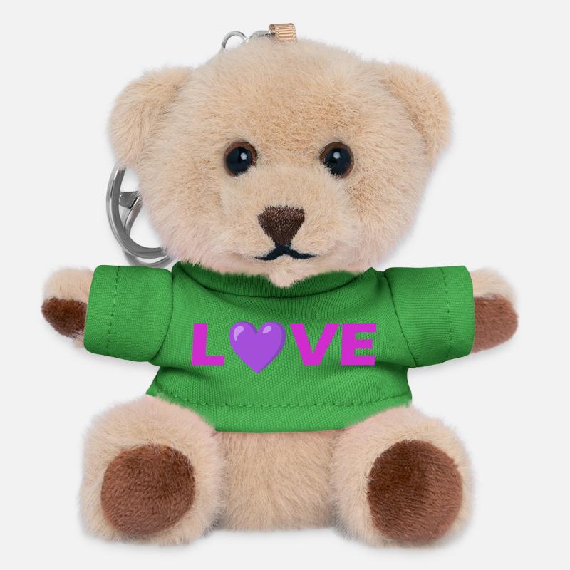 Conception de typographie de cœur d’amour - Porte-clés ourson - vert