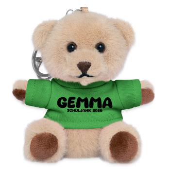 Schuljahr 2026 – Schulanfang Einschulung Schulkind - Teddy Schlüsselanhänger - Grün - Vorne