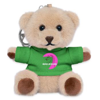 Pinkes Linienpferd mit Care-Band - Teddy Schlüsselanhänger - Grün - Vorne