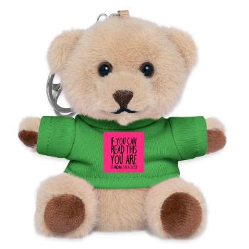 Mask saying distance too close - Teddy Keyring - green - Front