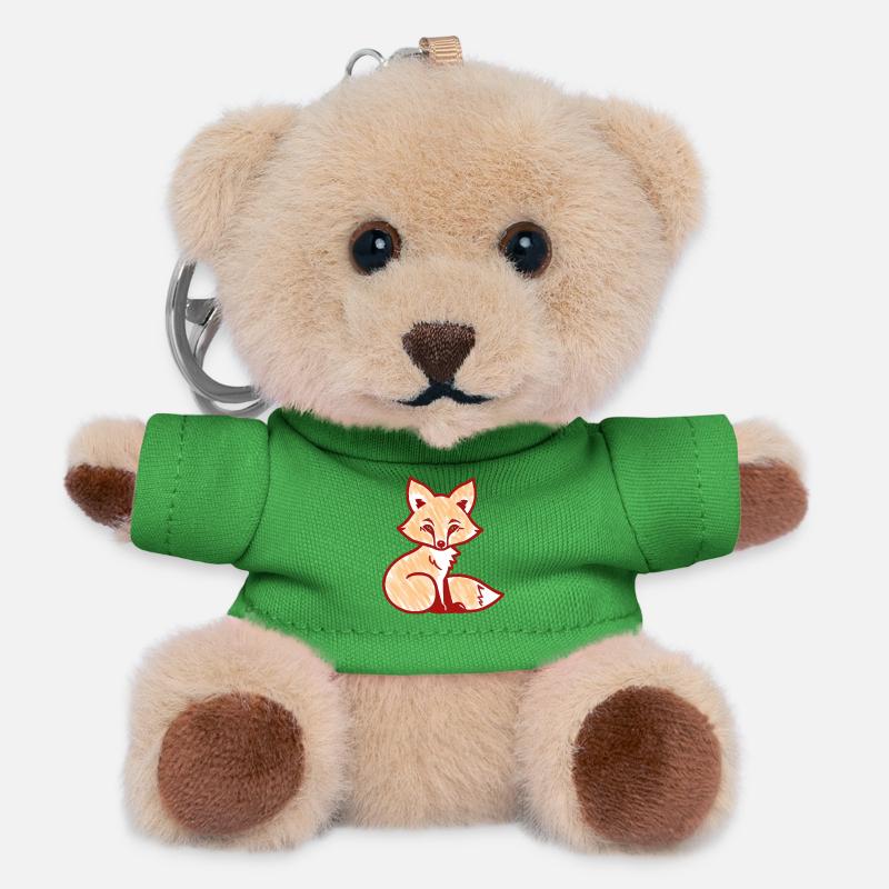 Red Fox (Red) - Teddy Keyring - green