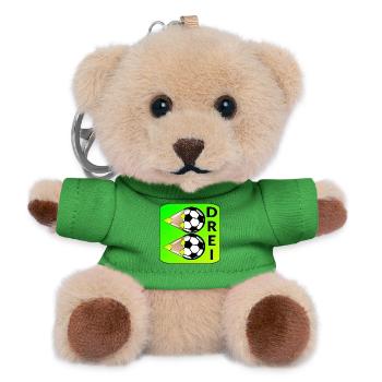 3. Kindergeburtstag - ZAHL 3 - DREI FUßBALL - Teddy Schlüsselanhänger - Grün - Vorne