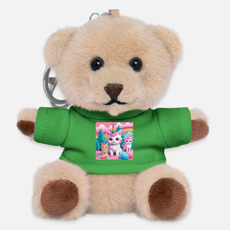 Unicorn Kittens - Teddy Keyring - green