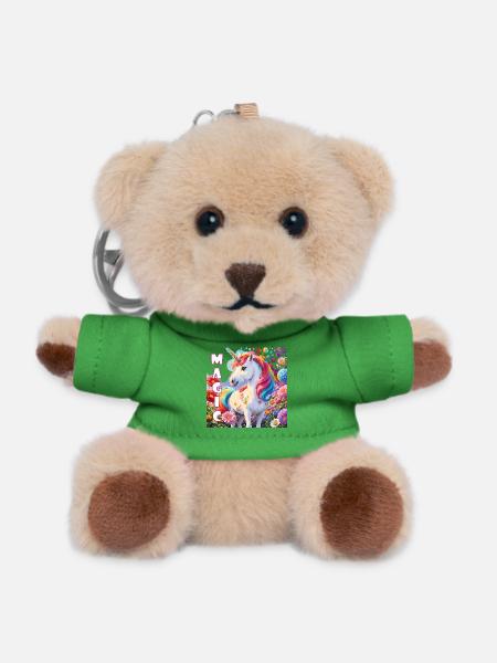 Magical unicorn in rainbow colors power animal - Teddy Keyring - green