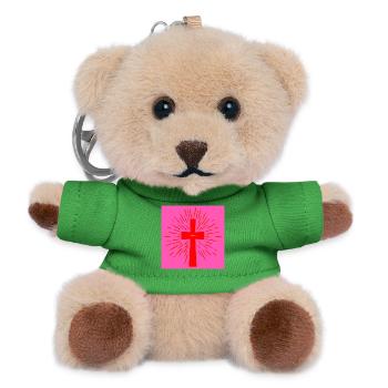 Croix chrétienne de l’église - Foi chrétienne - Porte-clés ourson - vert - Devant