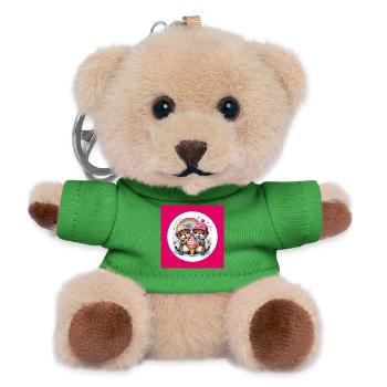 Two otters with colorful cream cone - Teddy Keyring - green - Front
