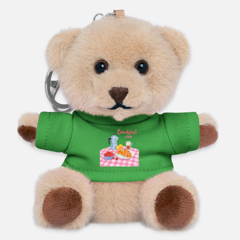 Breakfast Club Breakfast with croissant and coffee - Teddy Keyring - green