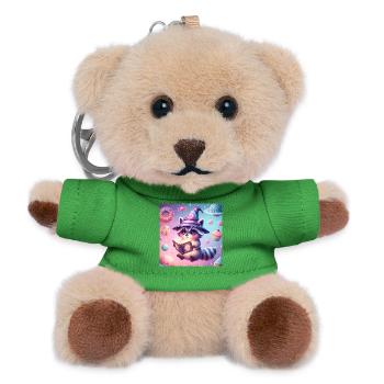 Skurriler mystischer Waschbär im Candyland - Teddy Schlüsselanhänger - Grün - Vorne