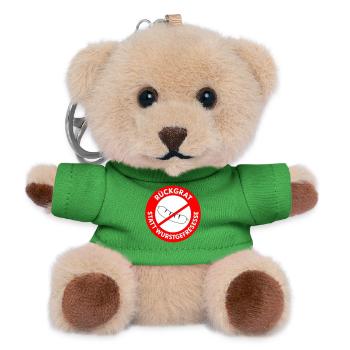 Rückgrat statt Wurstgefresse! WUNSCHFARBEN Wurst2 - Teddy Schlüsselanhänger - Grün - Vorne