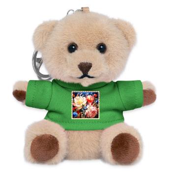Vivid floral composition on dark background - Teddy Keyring - green - Front