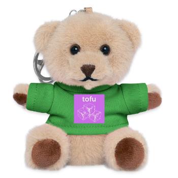 Tofu cube sketch on purple background - Teddy Keyring - green - Front