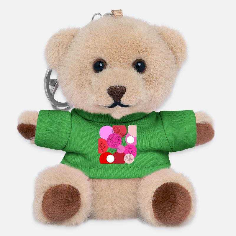 Floral lines over color wheels - Teddy Keyring - green