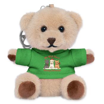 Süße Weihnachtskatzen – Meowy Christmas - Teddy Schlüsselanhänger - Grün - Vorne