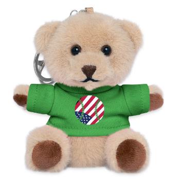 USA Patriotic Softball American Flag Sports Kunst - Teddy Schlüsselanhänger - Grün - Vorne