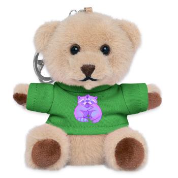 Neon Cuddly Raccoons Duo - Teddy Keyring - green - Front