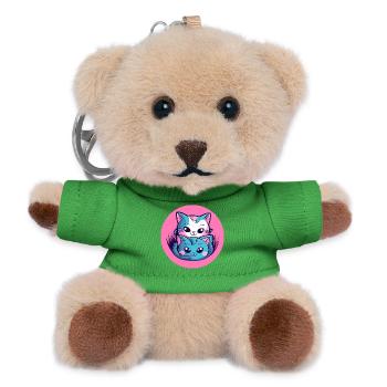 Kitten Hug Duo - Teddy Keyring - green - Front