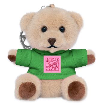 LOVE - Sign language I love you Rose Rouge - Teddy Keyring - green - Front